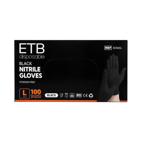 ETB Eldobható Fekete Nitril Kesztyű 100db - L - Haj