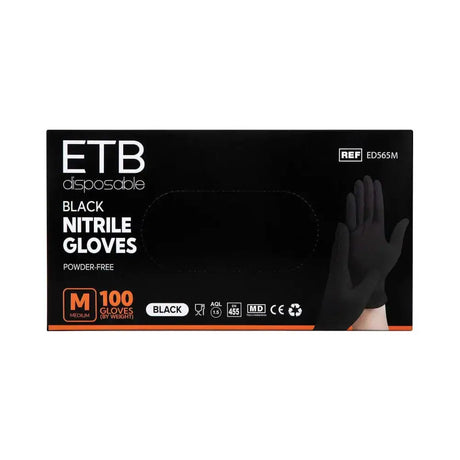 ETB Eldobható Fekete Nitril Kesztyű 100db - M - Haj