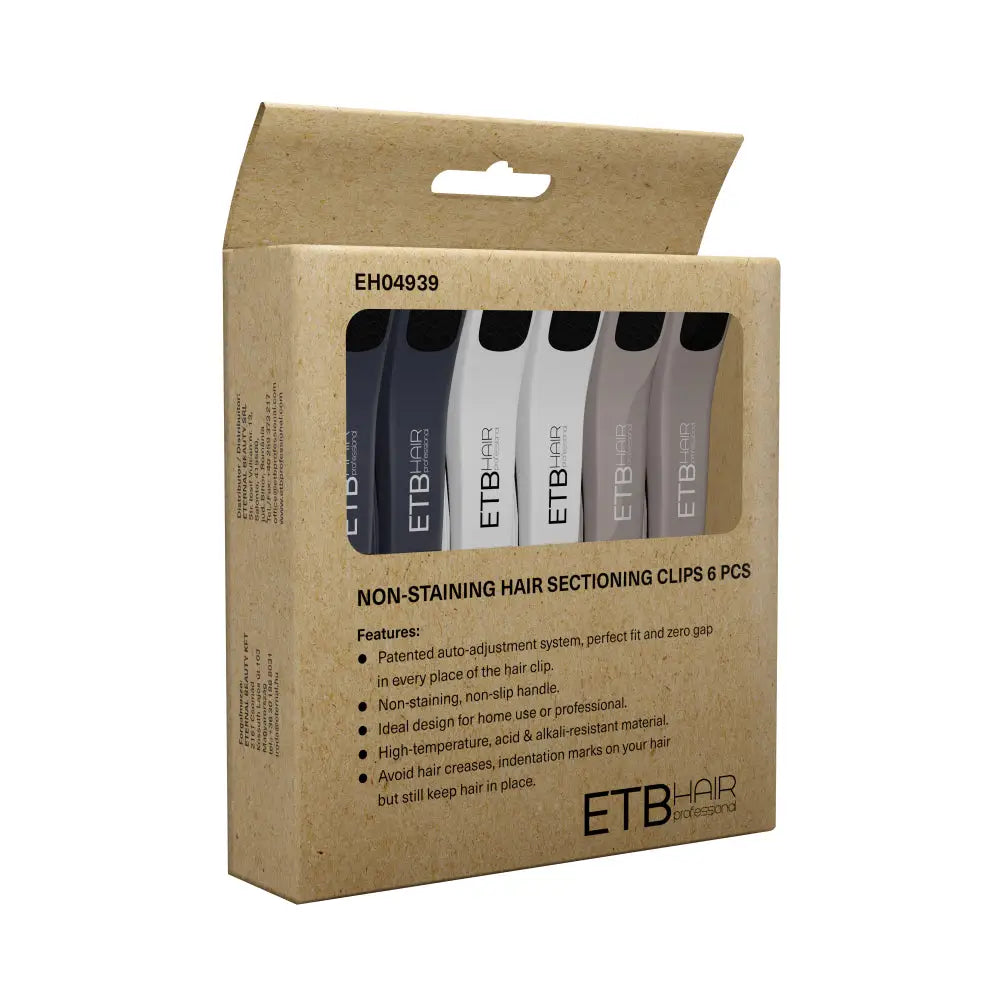 ETB Hair Prémium Professzionális Gólyacsőr Hajcsipesz Fekete Matt 12,2 Cm-Es (6 Db)