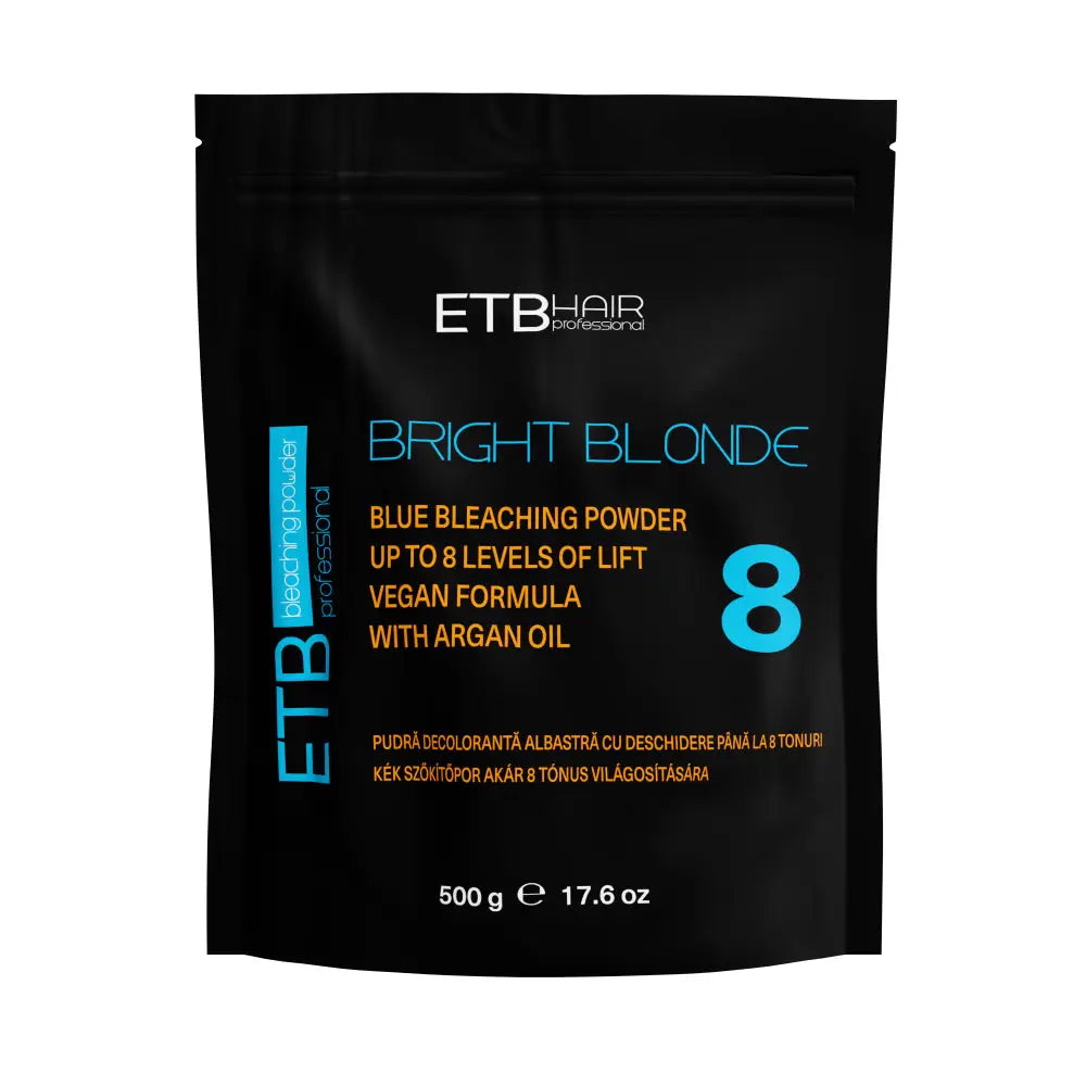 ETB Hair Professional Bright Blonde Szőkítőpor Keratinnal Kék 8 Szint Világosítással Vegan 500 G