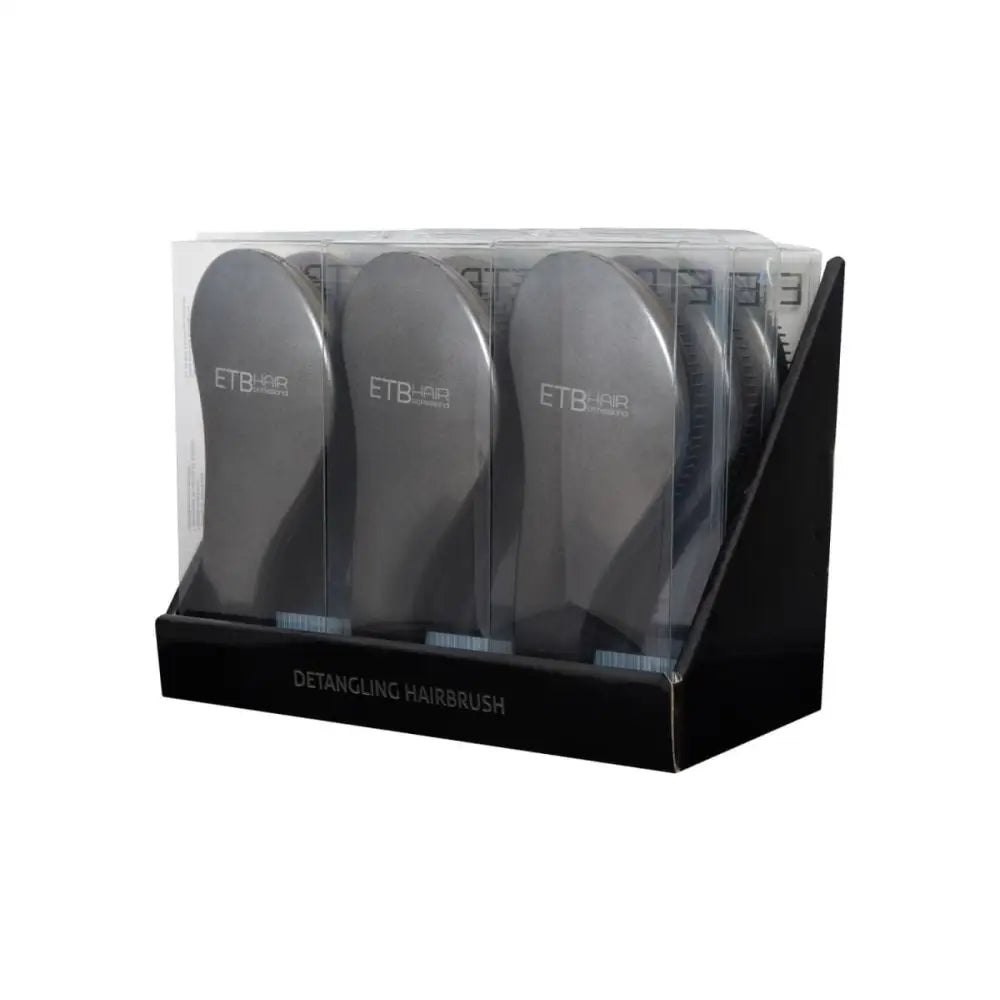 ETB Hair Display cu 9 Perii Profesionale Negre Pentru Descâlcire