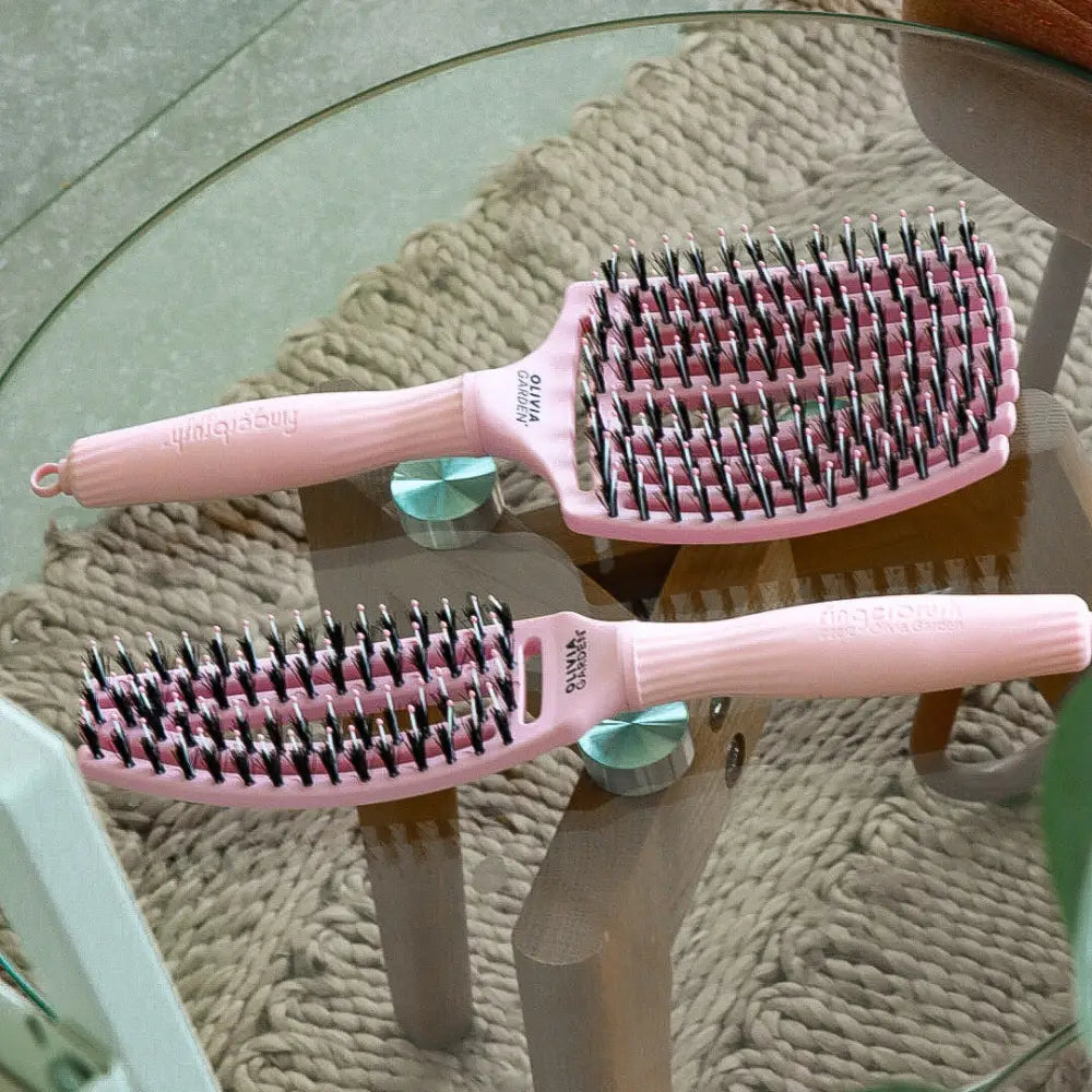 Fingerbrush Care Iconic Vaddisznószőr & Nylon Hajkefe – Pastel Pink L - Haj