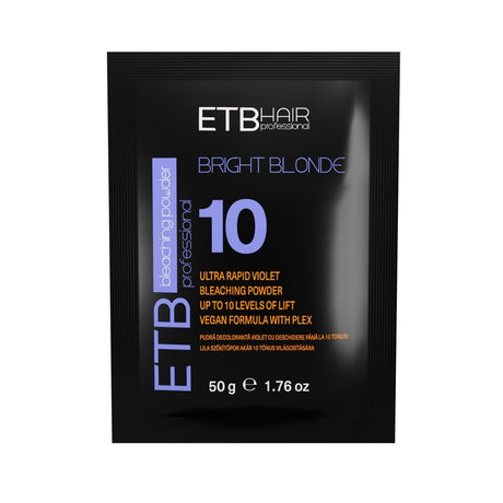 ETB Hair Professional Bright Blonde Szőkítőpor Plex formulával, Lila, 10 Szint Világosítással, Vegán formula