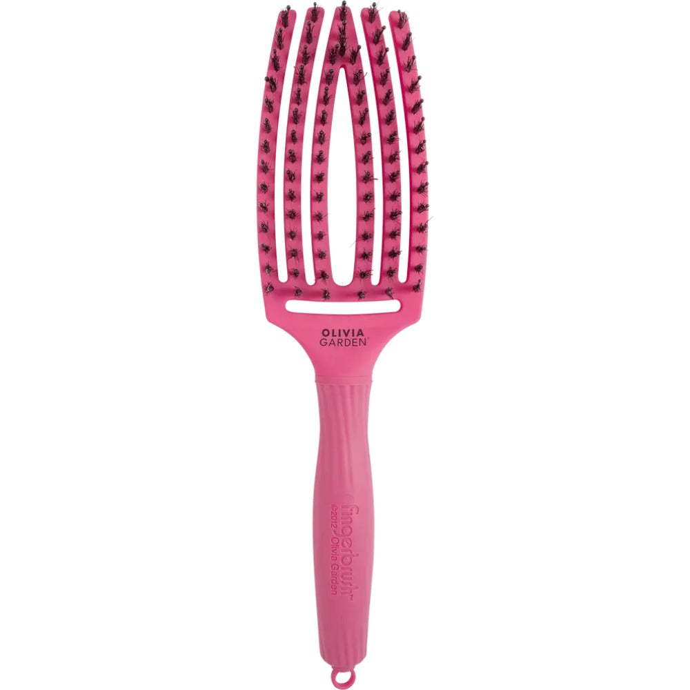 Olivia Garden Fingerbrush Care Iconic Hot Pink M – Professzionális Hajkefe Vaddisznósörtével és Nylon Sörtékkel