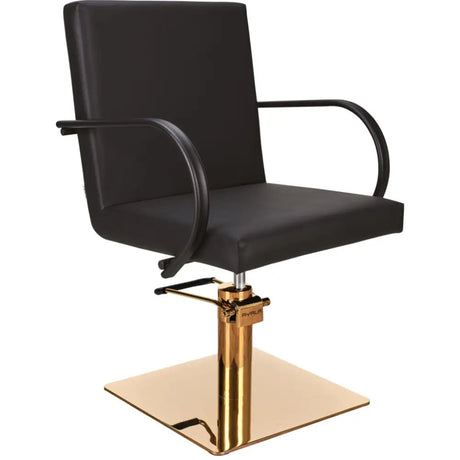 AYALA Pik Fodrász Szék Fekete Kárpitozással Négyzettalp - Arany