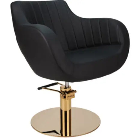 AYALA Thomas Fodrászszék Fekete Varrásos Kárpitozással Tárcsatalppal - Arany