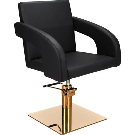 AYALA Tina Fodrász Szék Fekete Kárpitozással Négyzettalp - Arany