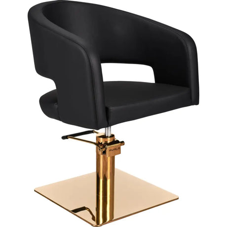 AYALA Zoe Fodrász Szék Fekete Kárpitozással Négyzettalp - Arany