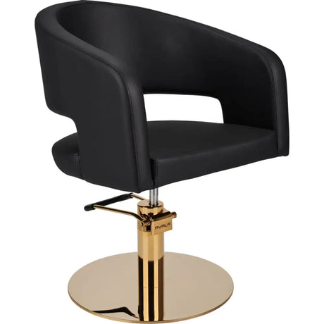 AYALA Zoe Fodrász Szék Fekete Kárpitozással Tárcsatalp - Arany