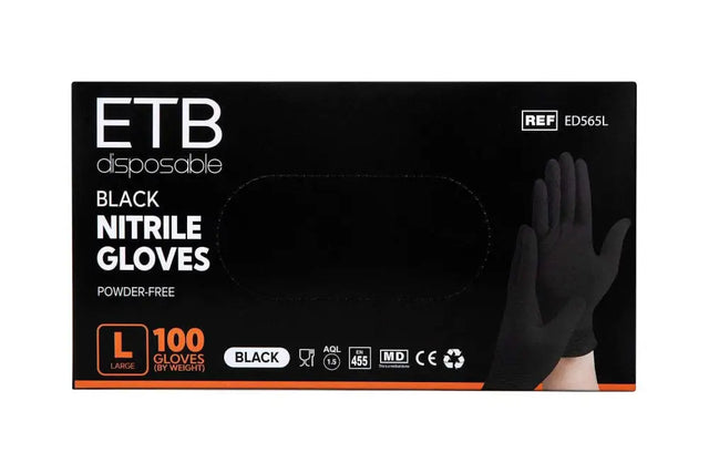 ETB Disposable Mănuși Nitril Negru L 100 buc