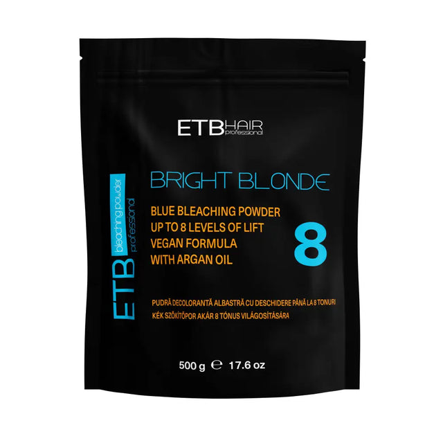 ETB Hair Professional Bright Blonde Szőkítőpor Keratinnal Kék 8 Szint Világosítással Vegan 500 G