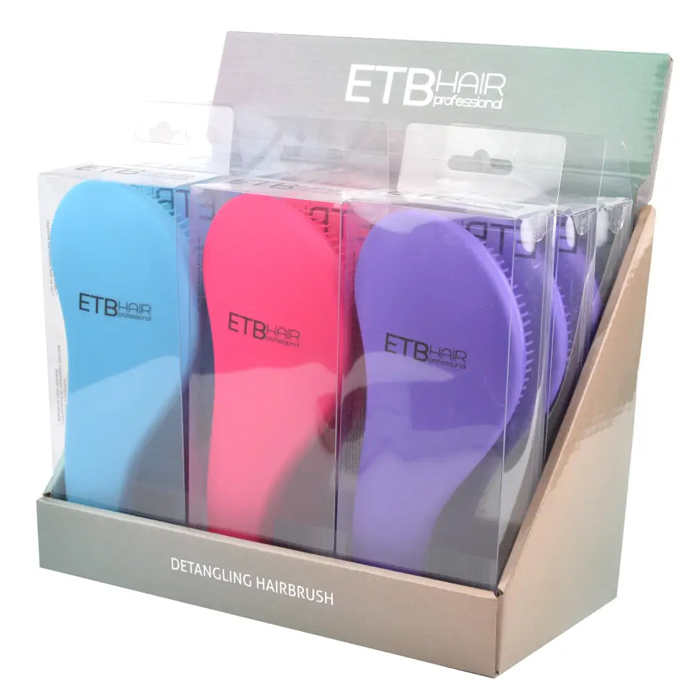 ETB Hair Professzionális Hajbontó Kefe Készlet Display Pink-Kék-Lila Mix 9db - Haj