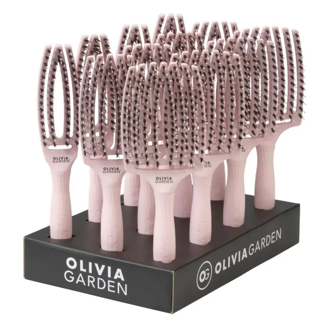 Fingerbrush Boar & Nylon Hajkefe Display – Pastel Pink (12 db) - Haj