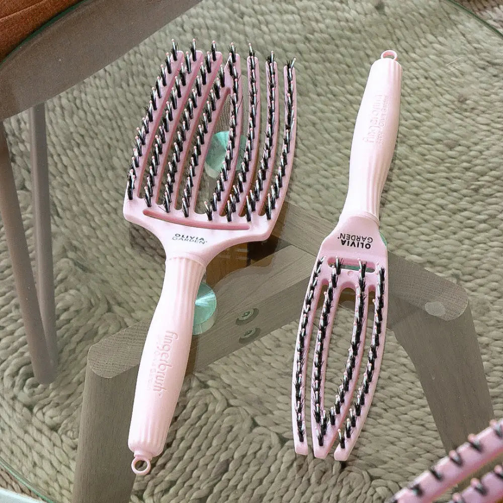 Fingerbrush Care Iconic Vaddisznószőr & Nylon Hajkefe – Pastel Pink S - Haj